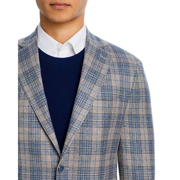 Robert Graham Sport Coat Mens 46R Wool Silk Plaid Slim Fit Blazer Jacket Preppy - Picture 3 of 16